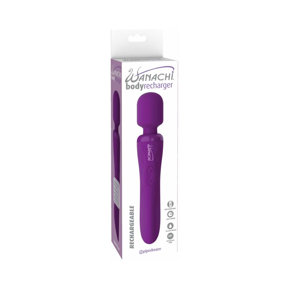 Wanachi Body Recharger Rechargeable Silicone Wand Vibrator Purple