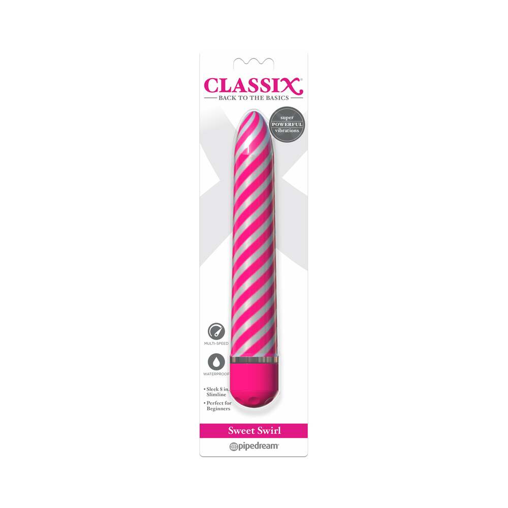 Classix Sweet Swirl 8 in. Slimline Vibrator Pink