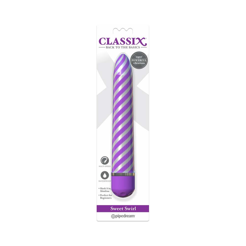 Classix Sweet Swirl 8 in. Slimline Vibrator Purple