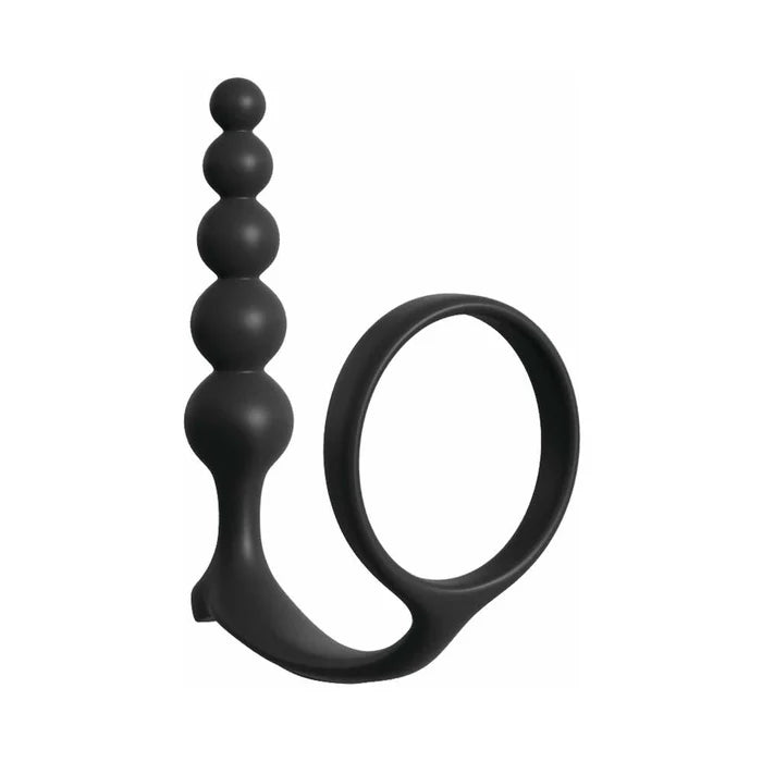 Anal Fantasy Collection Silicone Ass-Gasm Cockring Anal Beads Black