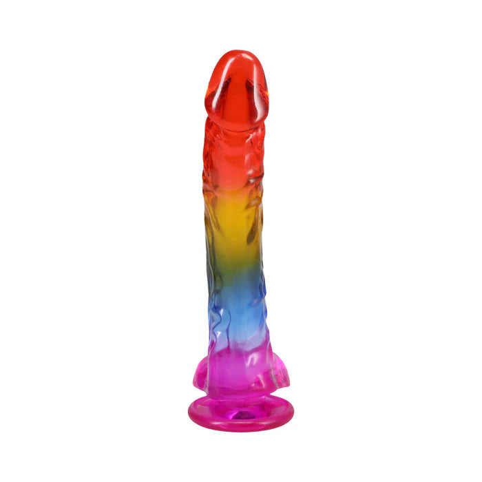 Crystal Jellies 9.5 in. Realistic Cock with Balls Rainbow