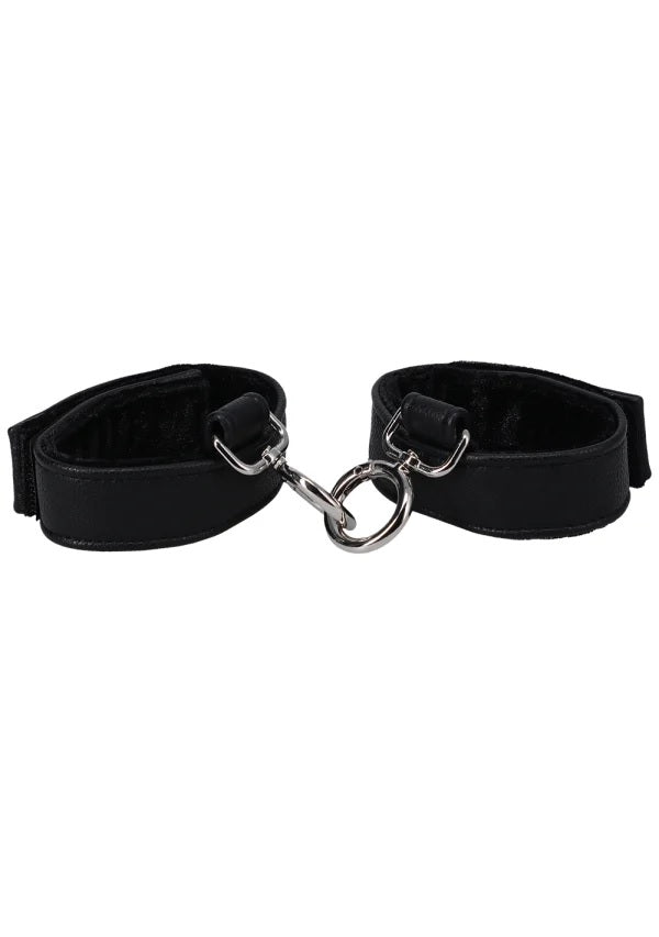 Doc Johnson Hand Cuffs In A Bag Faux Leather Velcro Black