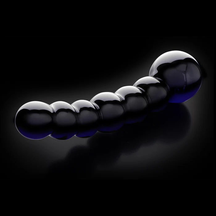 Icicles No. 66 Curved Beaded 4.75 in. Glass Dildo Black