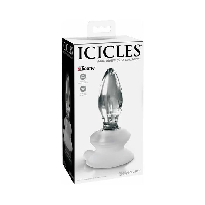 Icicles No. 91 Glass Anal Plug With Suction Cup Clear