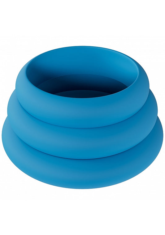 LEVELZ Wide O Silicone Cock Ring Set of 3 (30mm/35mm/42mm) Teal