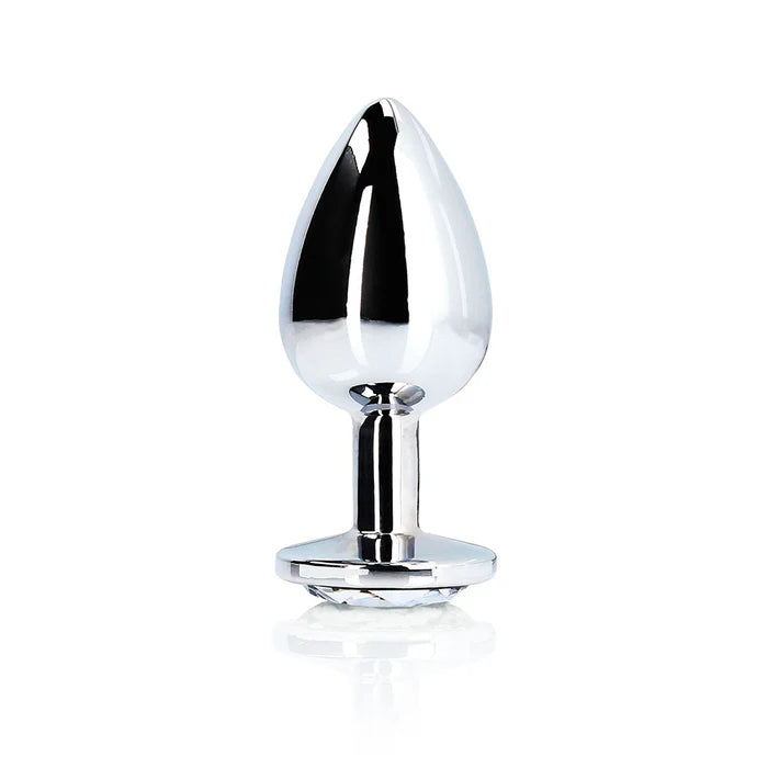 Ouch! Round Gem Butt Plug Medium Silver/Diamond