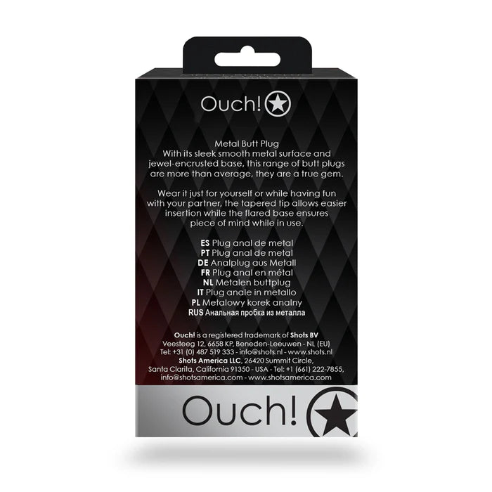 Ouch! Round Gem Butt Plug Medium Silver/Diamond