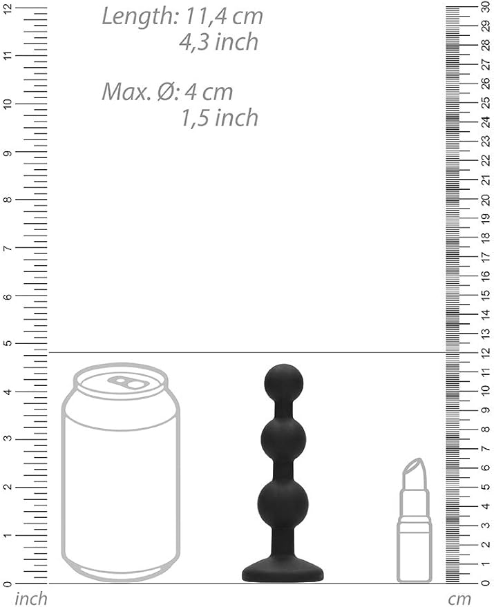 Ouch! Silicone Beaded Diamond Butt Plug Black