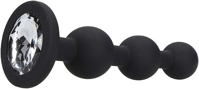 Ouch! Silicone Beaded Diamond Butt Plug Black