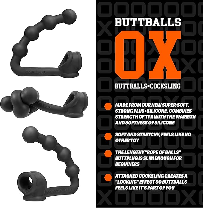 OxBalls BUTTBALLS asslock & cocksling, BLACK ICE