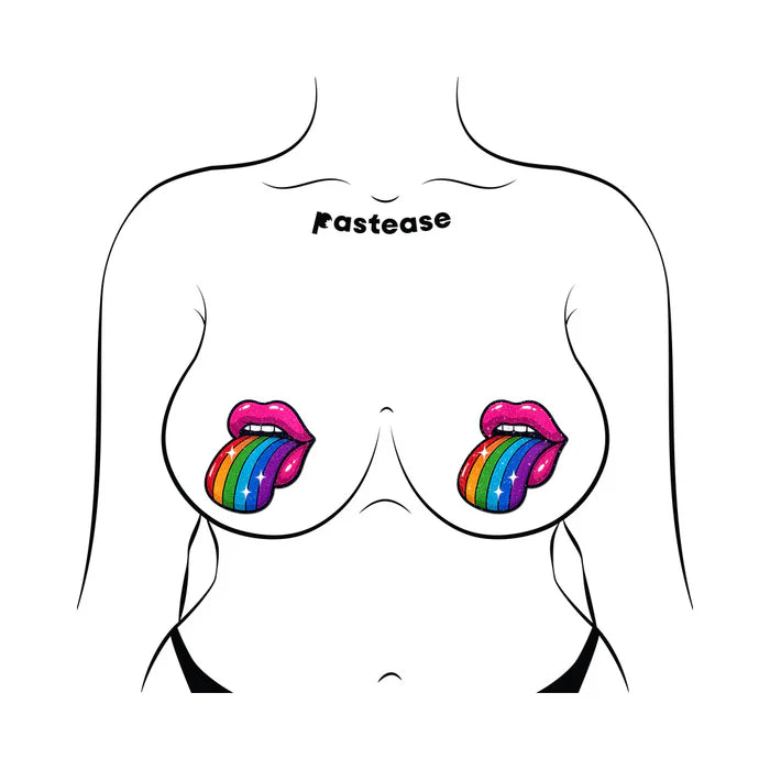 Pastease Taste the Rainbow Sparkling Tongue Out Breast Covers