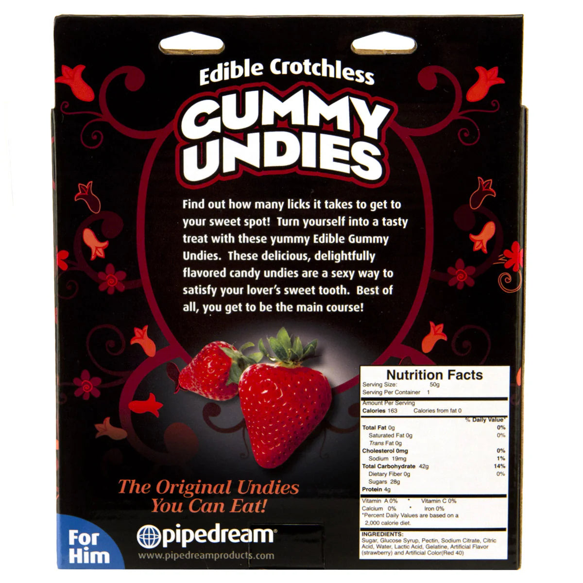 Pipedream Edible Crotchless Gummy Undies For Him Strawberry Flavor