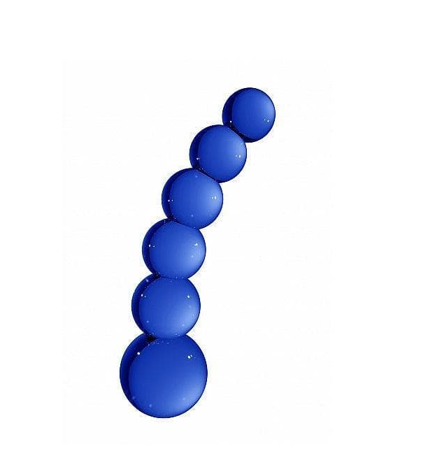Chrystalino Planets Curved Beaded 7 in. Glass Wand Dildo Blue
