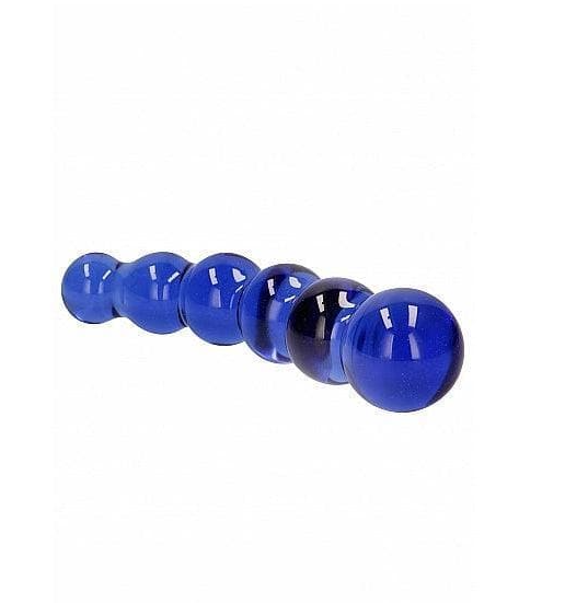 Chrystalino Planets Curved Beaded 7 in. Glass Wand Dildo Blue