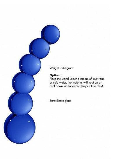 Chrystalino Planets Curved Beaded 7 in. Glass Wand Dildo Blue