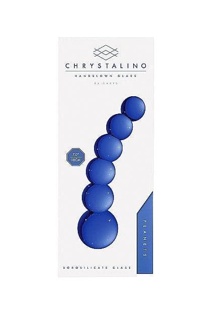 Chrystalino Planets Curved Beaded 7 in. Glass Wand Dildo Blue