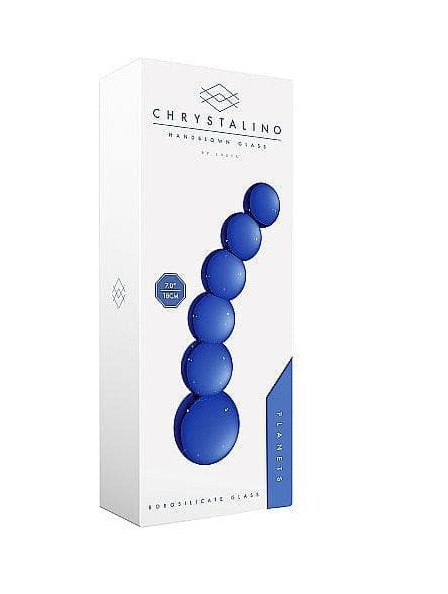Chrystalino Planets Curved Beaded 7 in. Glass Wand Dildo Blue