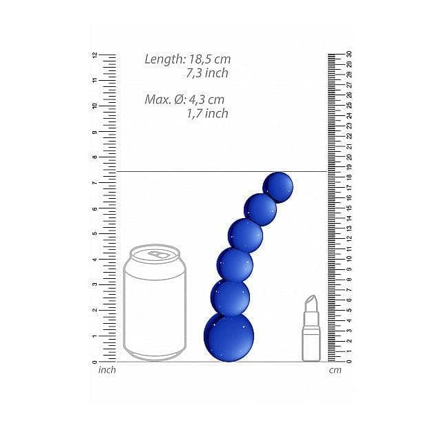 Chrystalino Planets Curved Beaded 7 in. Glass Wand Dildo Blue