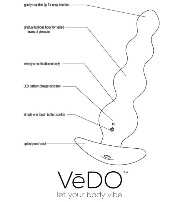 VeDO Earth Quaker Anal Vibe - Just Black - Men's