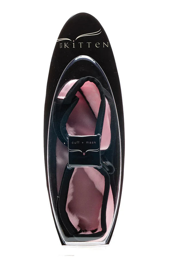 Sex Kitten Mask & Cuff Set Pink/Black