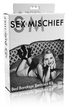 Sportsheets Sex & Mischief 5-Piece Adjustable Bed Bondage Restraint Kit Black