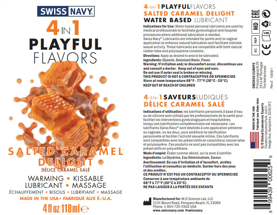 Swiss Navy 4 in 1 Playful Flavors Salted Caramel Delight 4 oz.