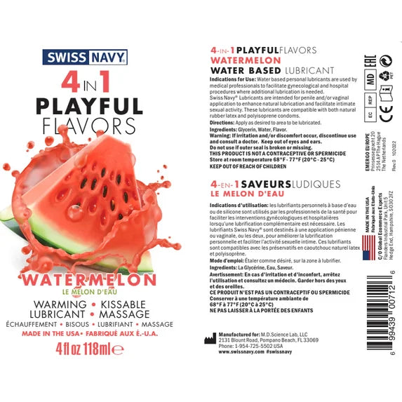 Swiss Navy 4 in 1 Playful Flavors Watermelon 1 oz.