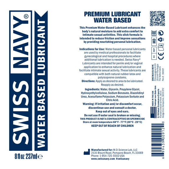 Swiss Navy Water Based Lubricant 2 oz.