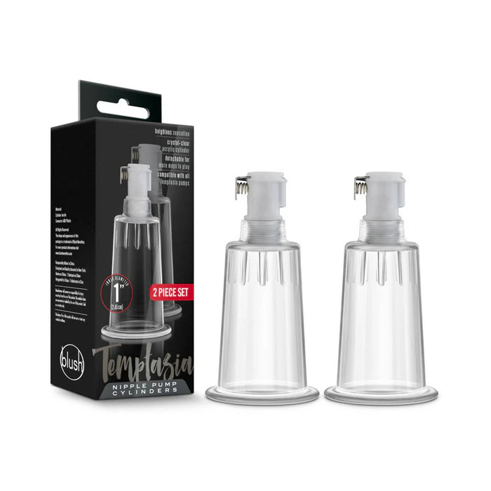 Temptasia - Nipple Pumping Cylinders - Set of 2 (1in Diameter) - Clear