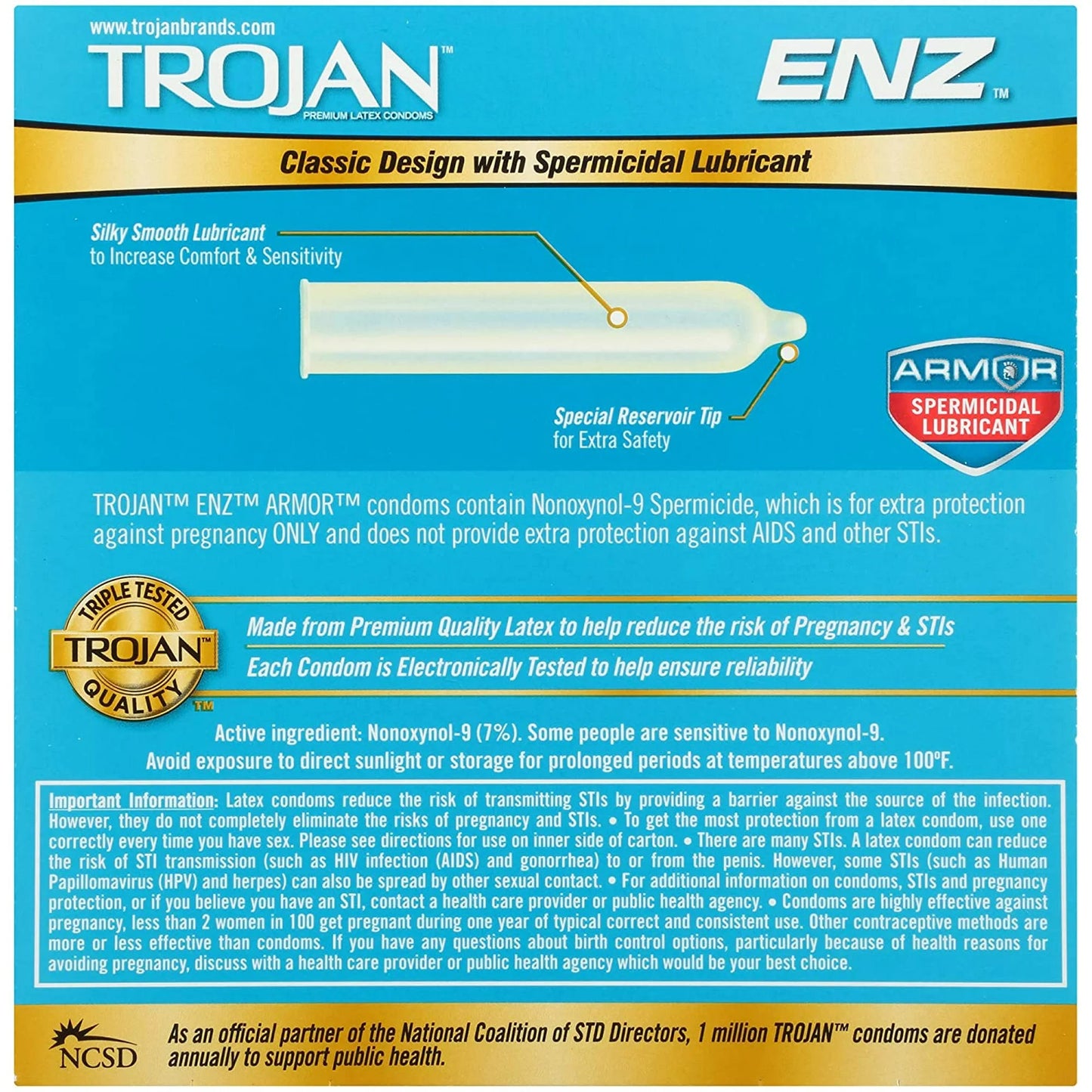 Trojan-Enz with Spermicidal Lubricant 3-Pack