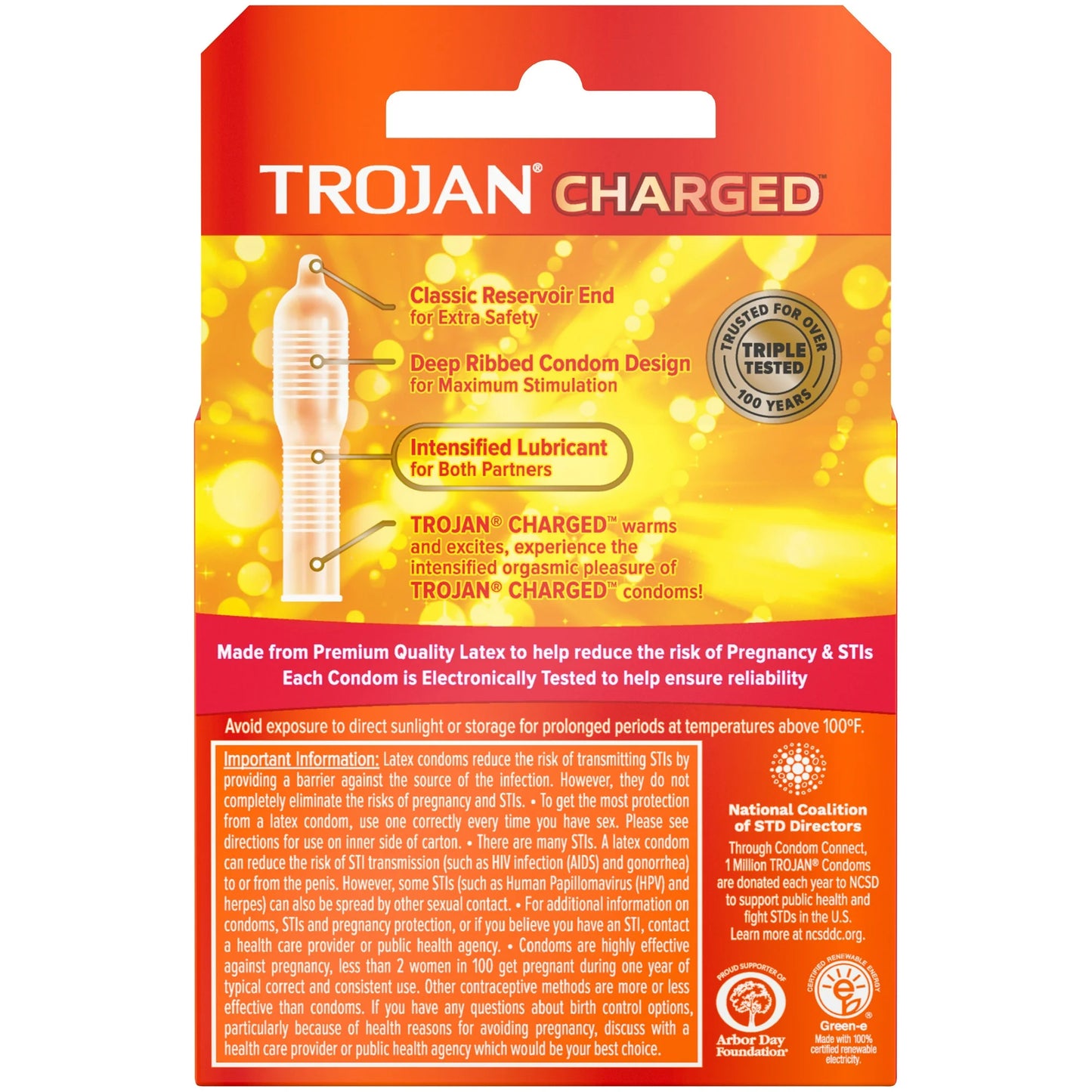 Trojan Charged w/Intensified Lubricant Condoms (3 pack)