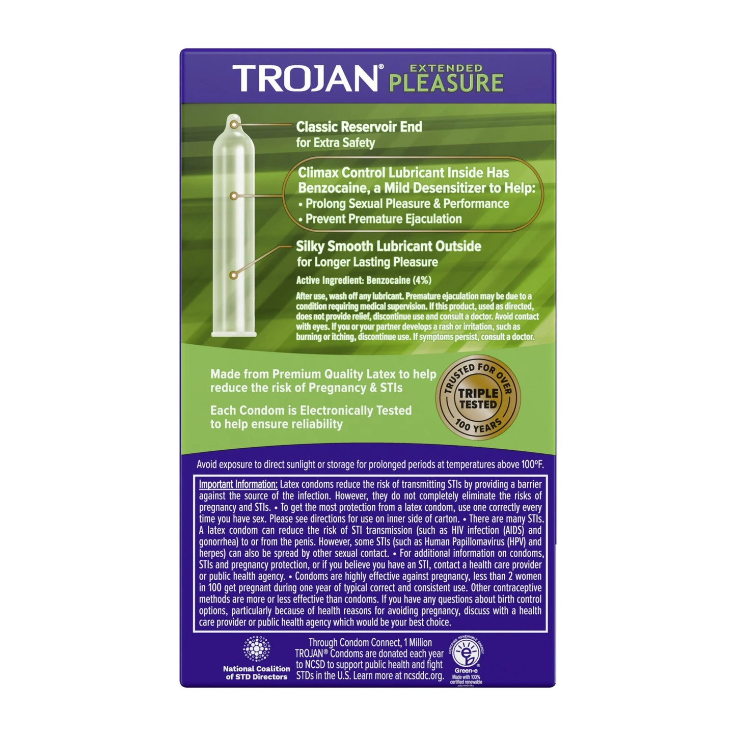 Trojan Extended Pleasure Condoms with Climax Control Lubricant