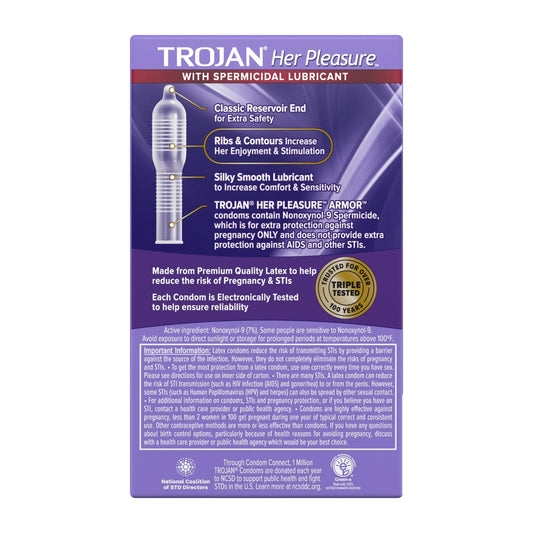 Trojan Her Pleasure Lubricated Latex Condoms