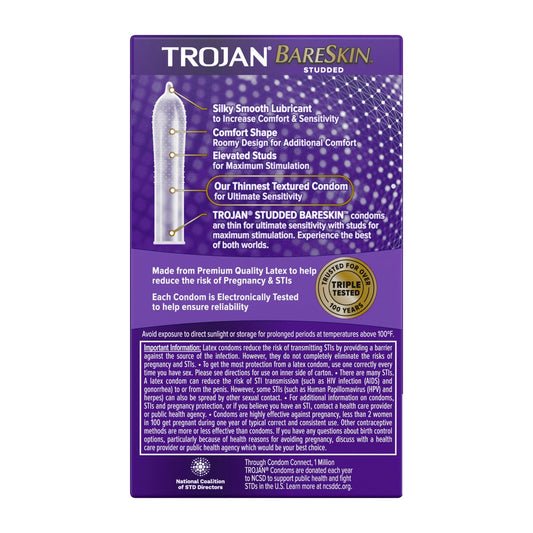 Trojan Studded Bareskin Condoms (10)