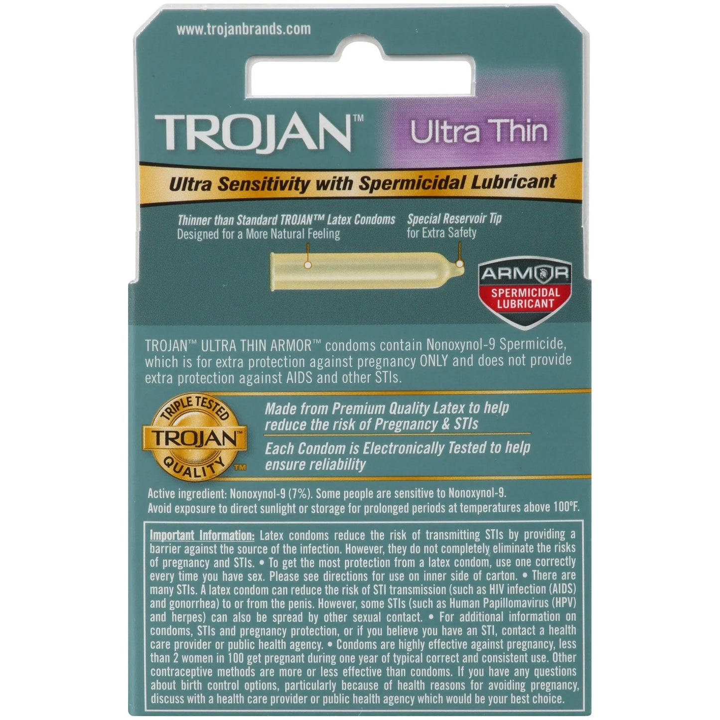 Trojan Ultra Thin Armor (Spermicidal) 3pk