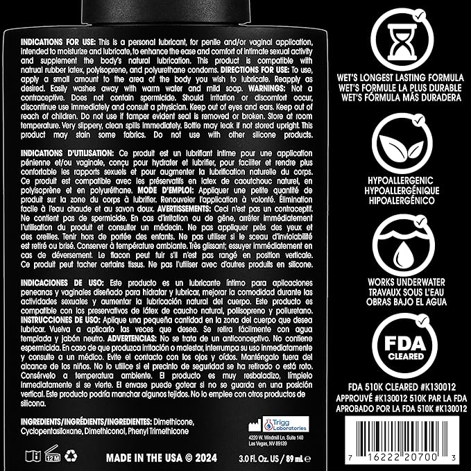 Wet Platinum - Luxury Silicone Based Lubricant 1 Oz