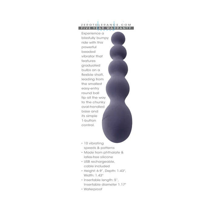Zero Tolerance Rumpy Bumpy Rechargeable Anal Vibrator Silicone Purple