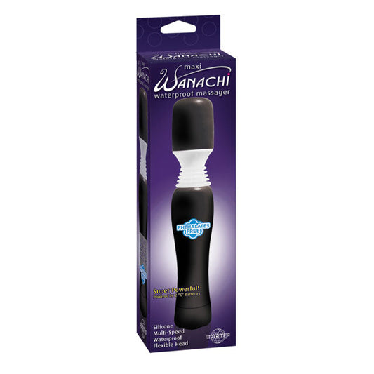 Maxi Wanachi Waterproof Massager Flexible Silicone Wand Vibrator Black