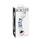 Icicles No. 18 Curved Textured 7.5 in. Glass Dildo Blue/Red/Clear