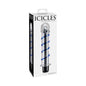 Icicles No. 20 Ribbed Vibrating 7.5 in. Glass Dildo Blue/Clear