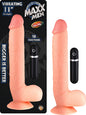 Maxx Men Vibrating 11in. Real Skin Straight Dong With Balls & Suction Cup (Ivory)