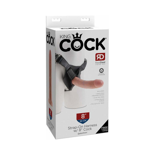 King Cock Strap-On Harness With 8 in. Cock Beige