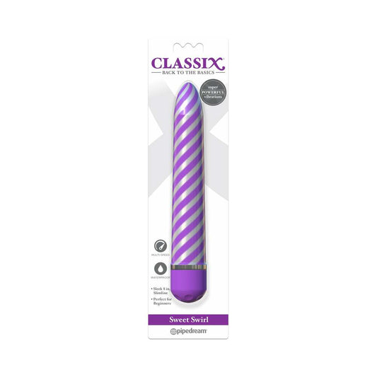 Classix Sweet Swirl 8 in. Slimline Vibrator Purple