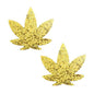 Neva Nude Super Sparkle Gold Glitter Dope AF Weed Leaf Pasties