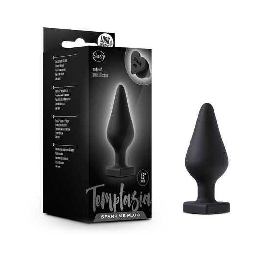 Temptasia 'Spank Me' Silicone Anal Plug with Heart-Shaped Base Black