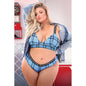 Fantasy Lingerie Vibes No Fucks Given Bralette & Cheeky Panty Blue Queen Size
