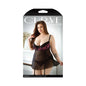 Fantasy Lingerie Curve Madison Gartered Lace & Mesh Babydoll, Panty Black/Pink XL/2XL
