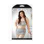 Fantasy Lingerie Curve Layne Lace Panel Bralette, Gartered Skirt, G-String Gray XL/2XL