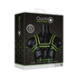 Ouch! Glow in the Dark Bonded Leather Chest Bulldog Harness Neon Green S/M