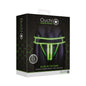 Ouch! Glow in the Dark Bonded Leather Striped Jockstrap Neon Green S/M